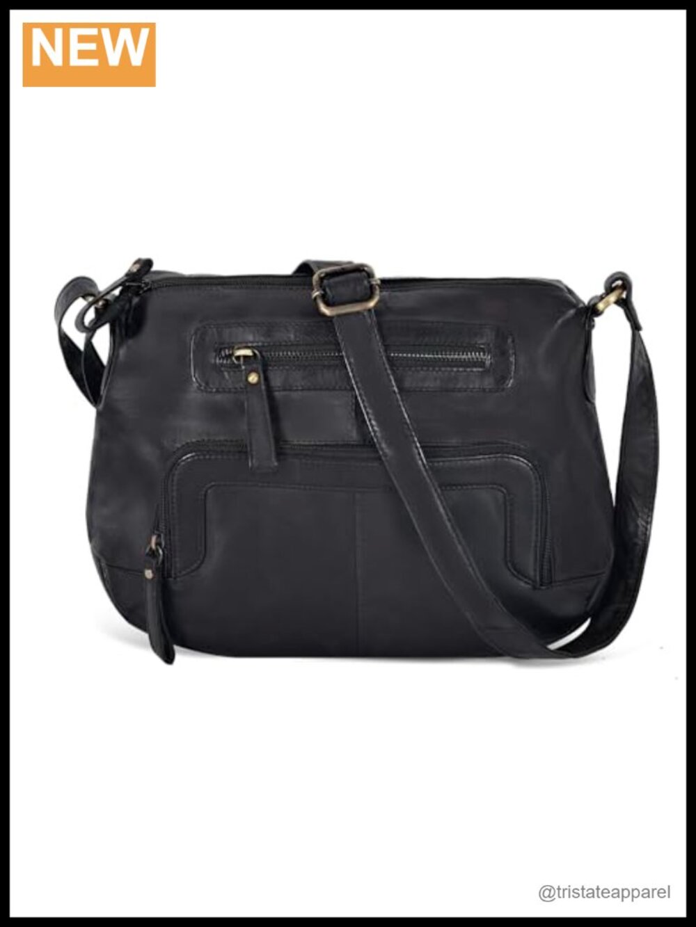 Genuine Leather Women's Crossbody Sling Bag Adjustable Strap Zip Pockets